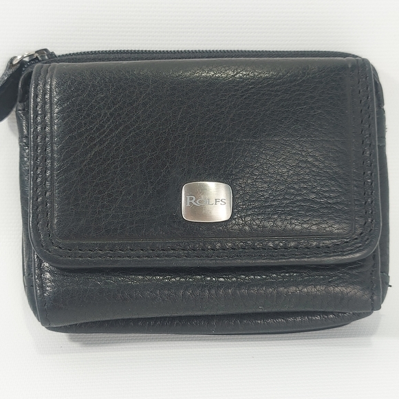 Rolfs Handbags - Rolf's small black Leather Folding Wallet